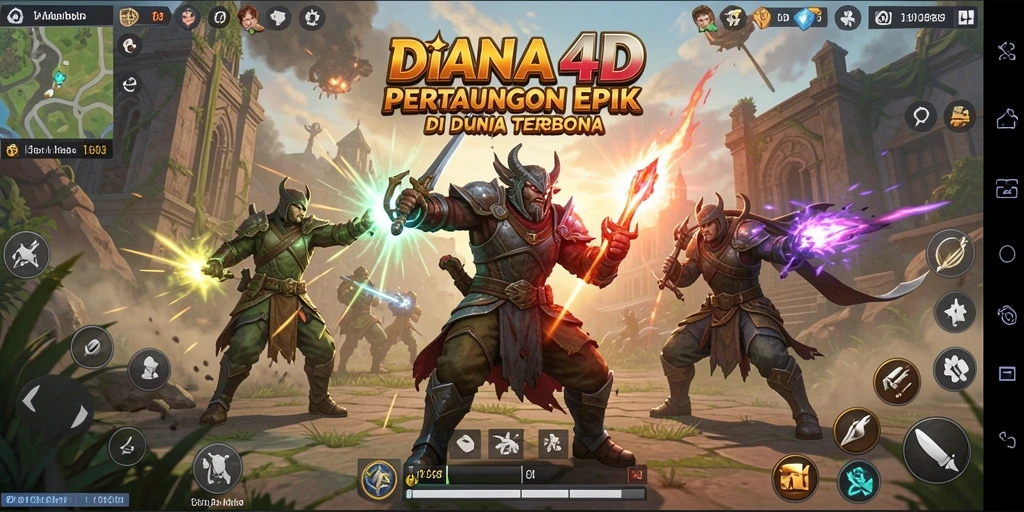 Screenshot utama gameplay DIANA4D menampilkan pertarungan yang mendebarkan dan penuh aksi.