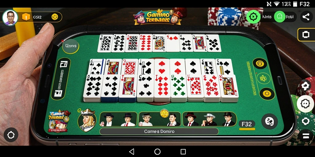 Tampilan gameplay F32 yang menarik dengan suasana permainan Domino.