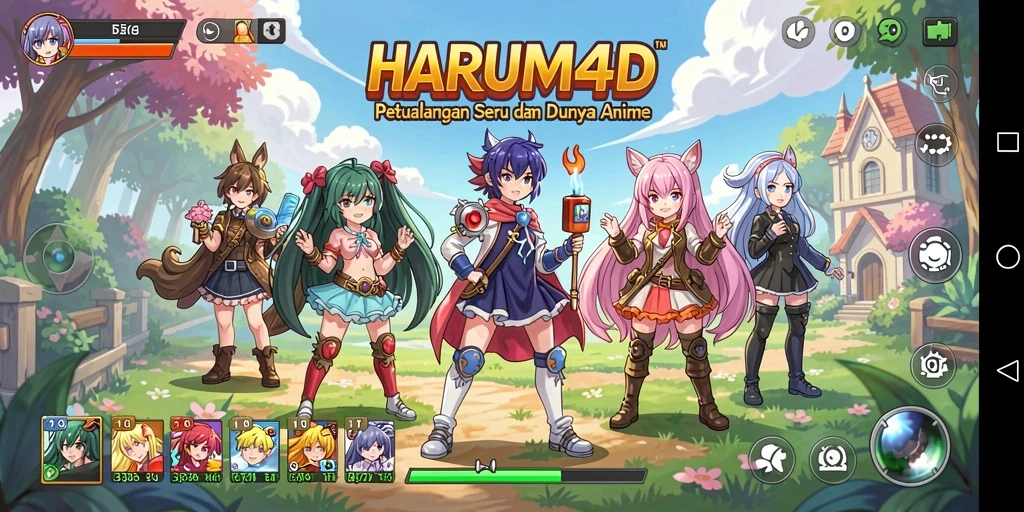 Tampilan gameplay seru dengan karakter anime terkenal.