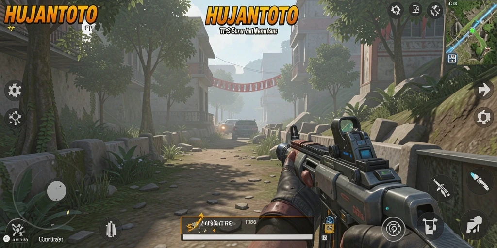 Tampilan aksi seru dalam HUJANTOTO dengan gameplay TPS yang intens.