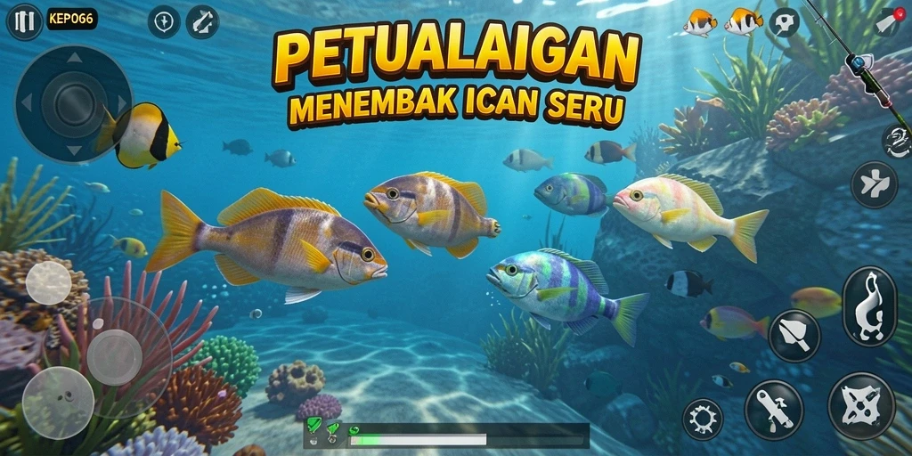 Screenshot gameplay <strong>KEPO66</strong> menampilkan serunya menembak ikan warna-warni.