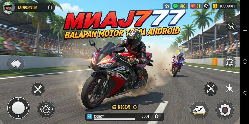 Tampilan gameplay balapan motor yang mendebarkan di MAJ777.