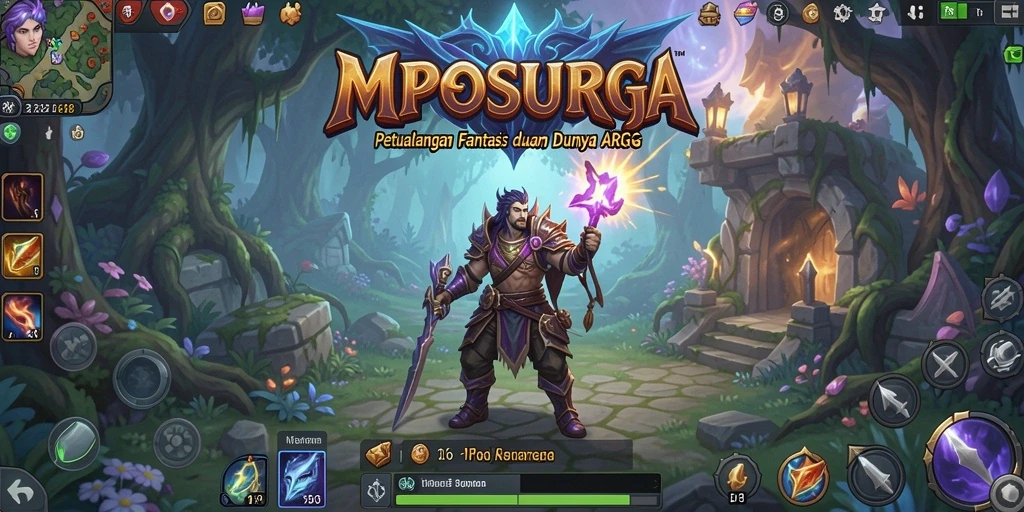 Tangkapan layar gameplay <strong>MPOSURGA</strong> menampilkan pertarungan mendebarkan melawan monster besar.