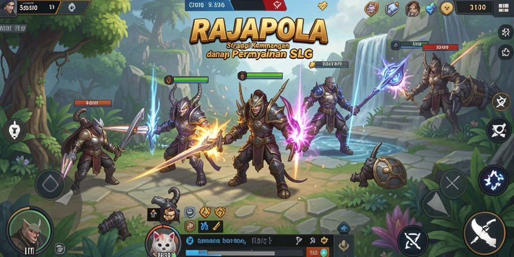 Tampilan gameplay menarik dalam RAJAPOLA yang menampilkan strategi pertempuran.