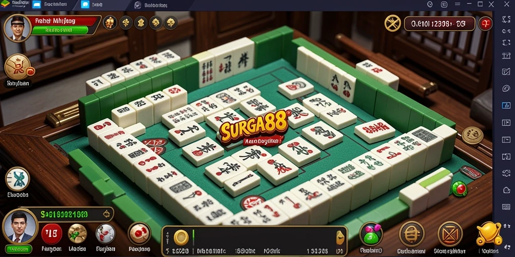 Screenshot gameplay SURGA88 dengan ubin Mahjong yang berwarna-warni.