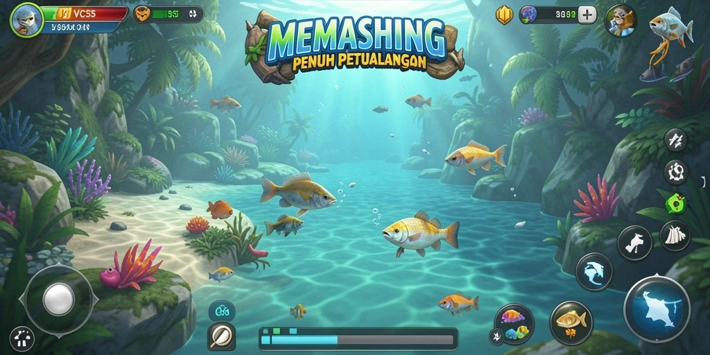 Tampilan gameplay VC55 dengan aksi memancing yang seru dan menantang.